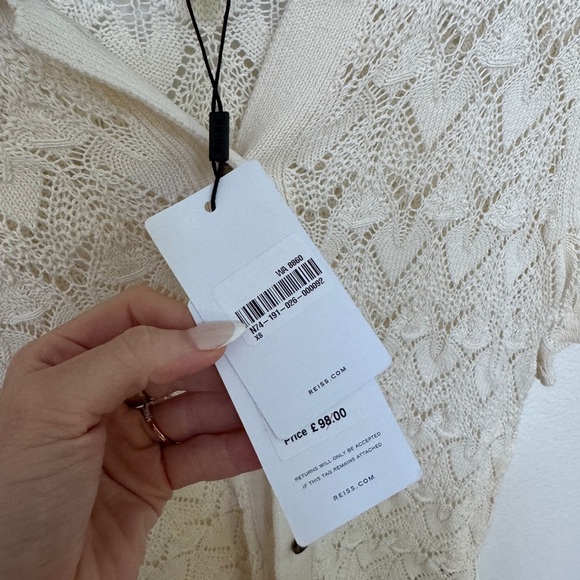 Reiss crochet Off-White Textured Knit Cardigan - Picture 5 of 9